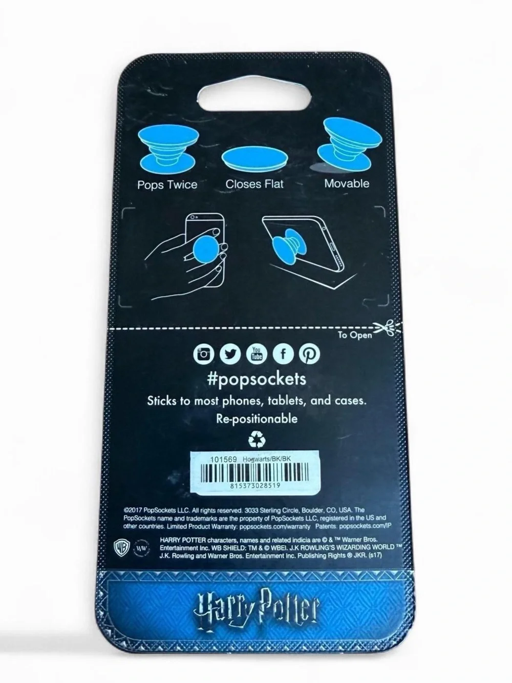 PopSocket Harry Potter Hogwarts Crest Teal NWT
